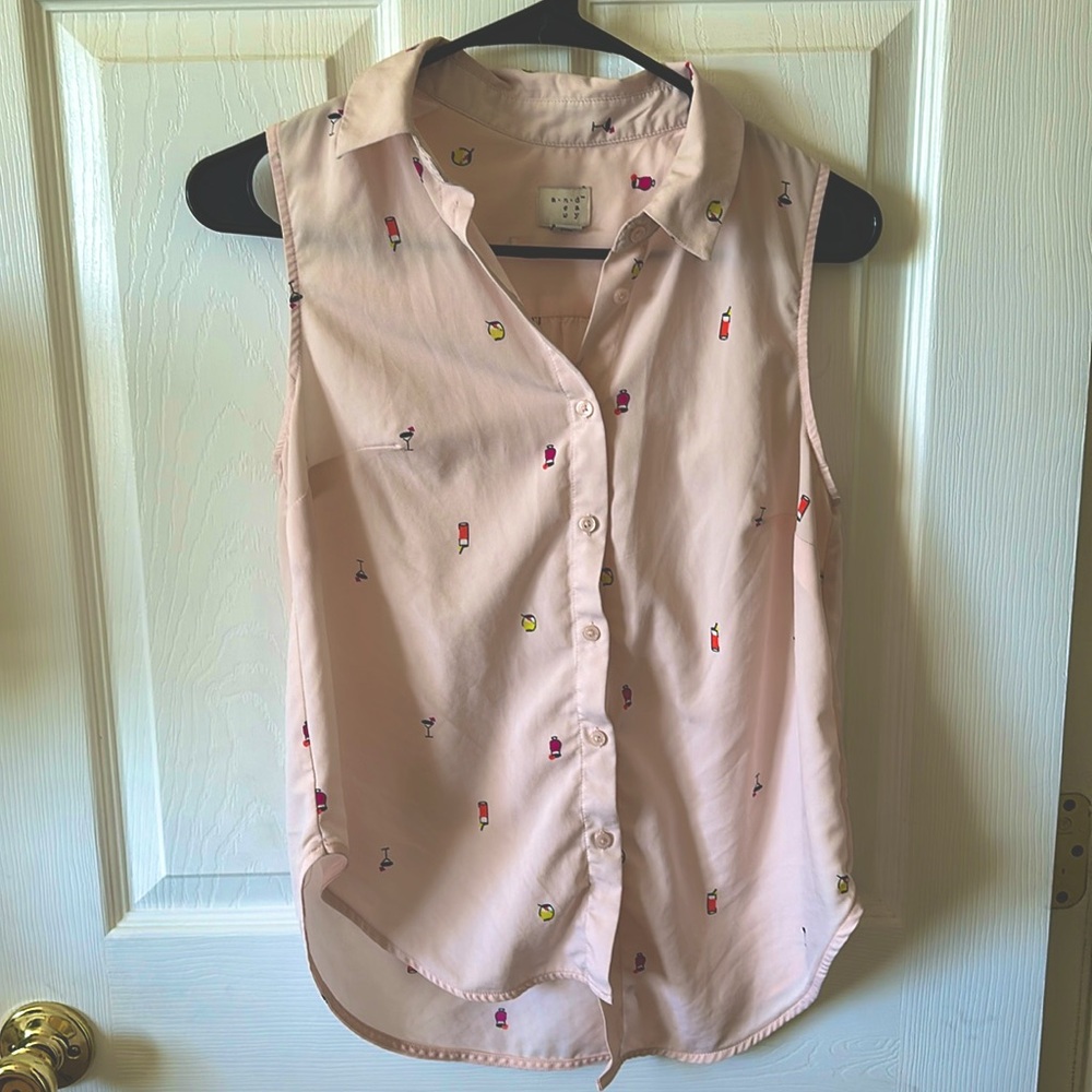 Sleeveless Button Down Top